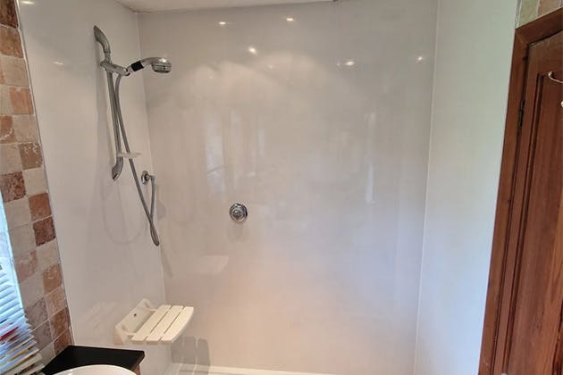 Shower room with fold down seat